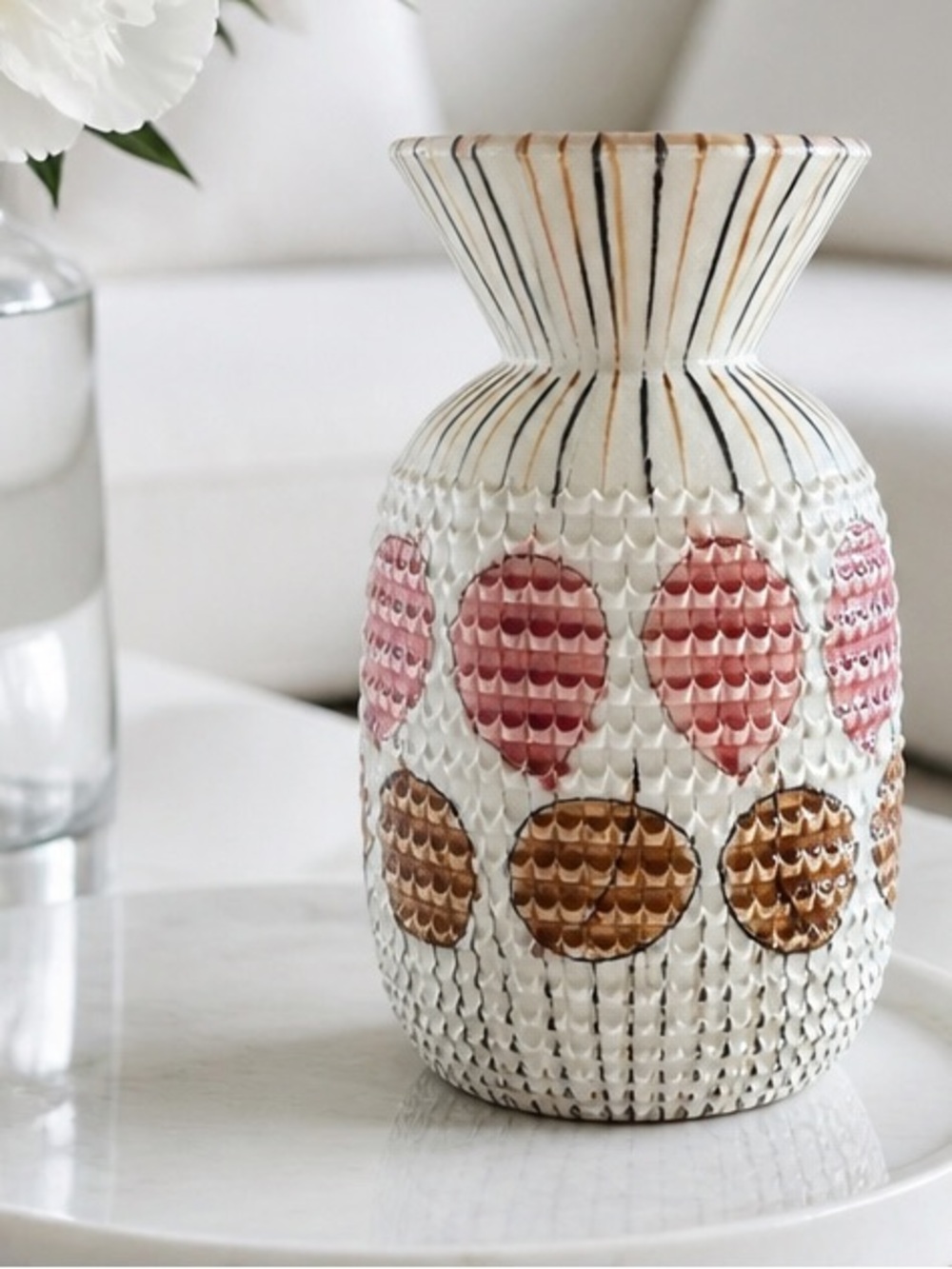 Mid Century Italian Ceramic Vase Leaf Motif